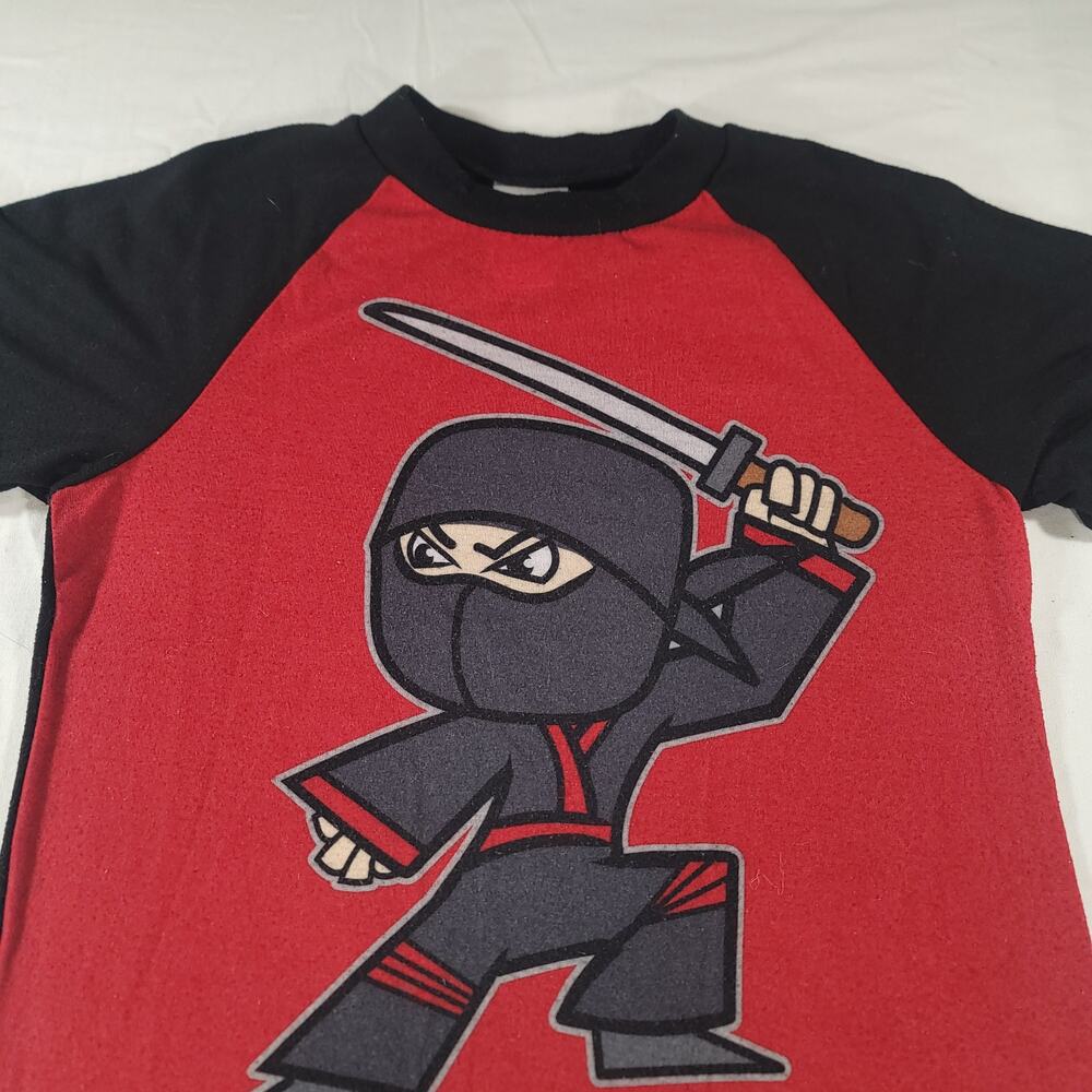 Up Late Ninja Short Sleeve Graphic Crew Neck T-Shirt Youth Boys Size 8 Red